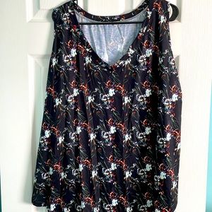 Women’s Black Floral Sleeveless Tank, 3XL